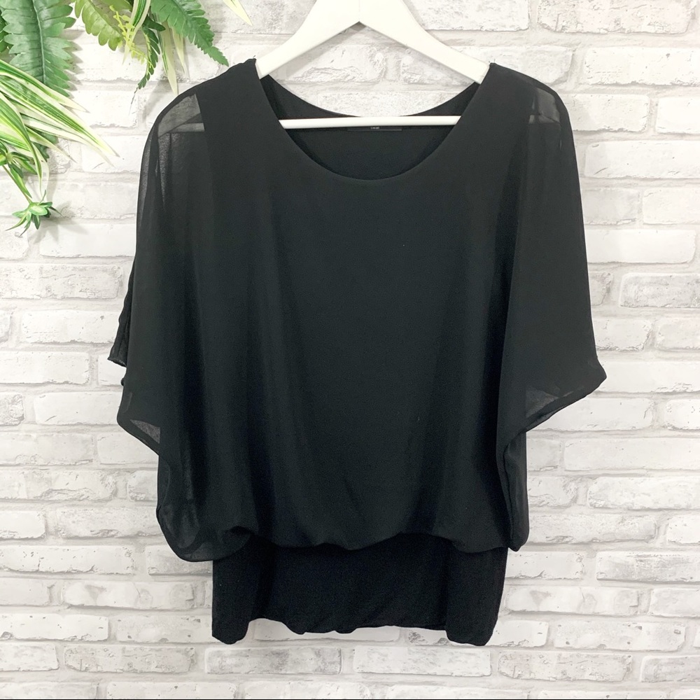 Kim + Cami • Bloomingdale’s Black Poncho Style Top